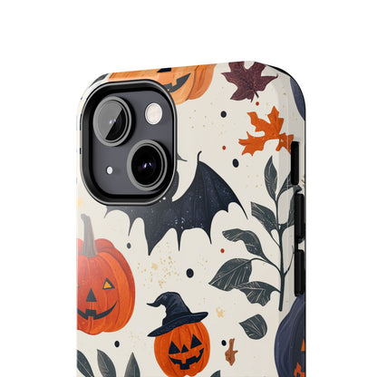 Spooky Halloween iPhone Case – Pumpkins, Bats, and Spider Design