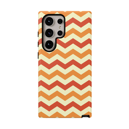 Warm Sunset Chevron – Orange, Red & Cream Geometric Samsung Galaxy Case