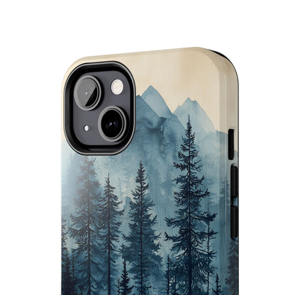 Misty Forest iPhone Case - Nature-Inspired Mountain Scene Protective Cover