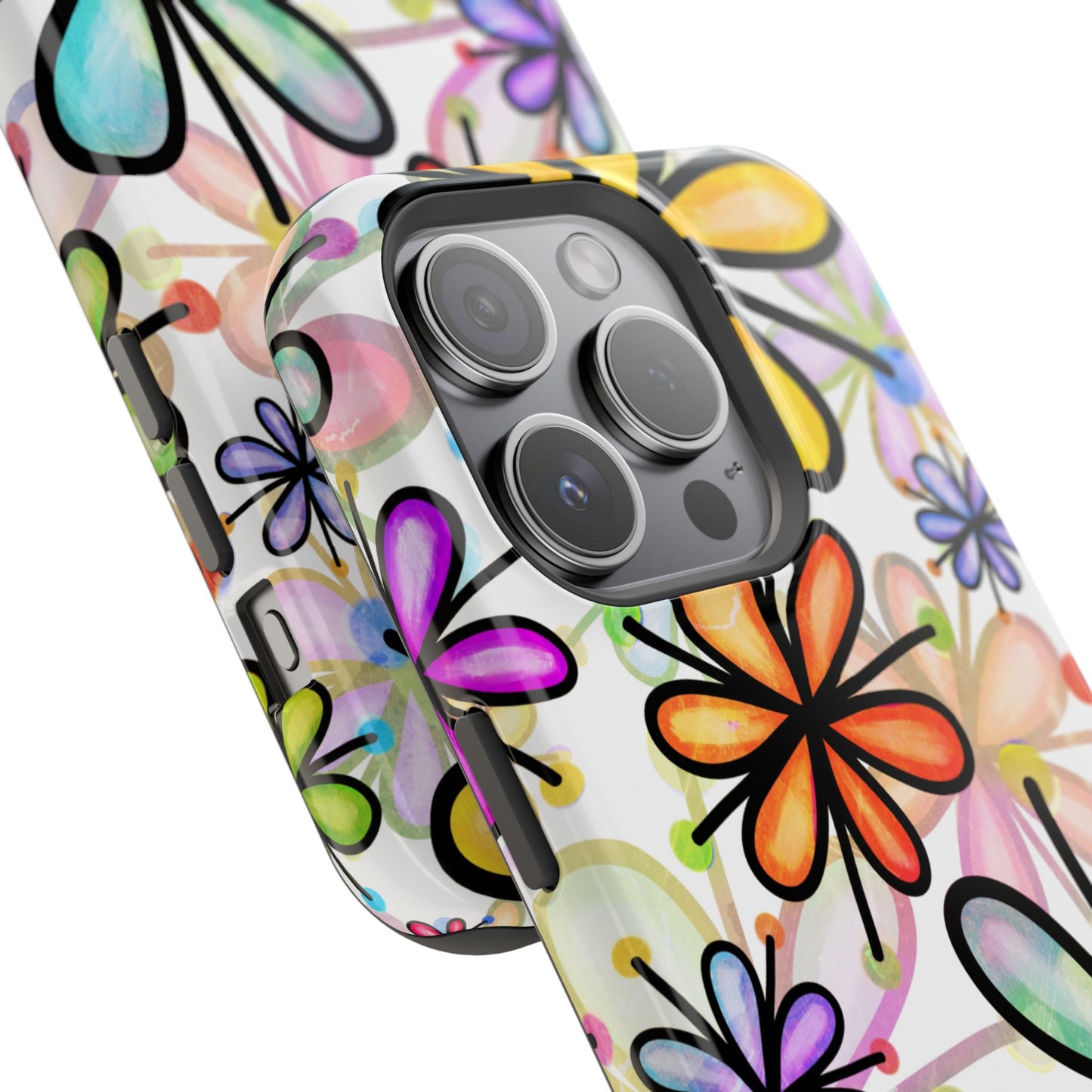 Retro Floral Pop MagSafe iPhone Case – Ultra-Slim Design, High-Gloss Finish