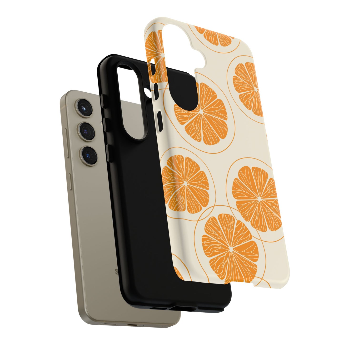 Citrus Burst Pattern Tough Samsung Galaxy  Case – Bold Orange Design, Shockproof Protection