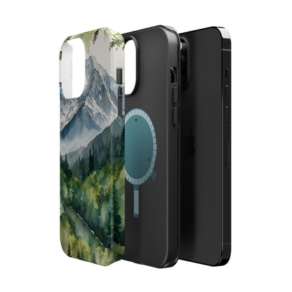 Watercolor Alpine Mountainscape - MagSafe iPhone Case