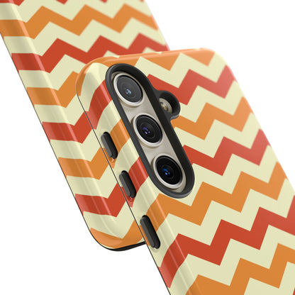 Warm Sunset Chevron – Orange, Red & Cream Geometric Samsung Galaxy Case