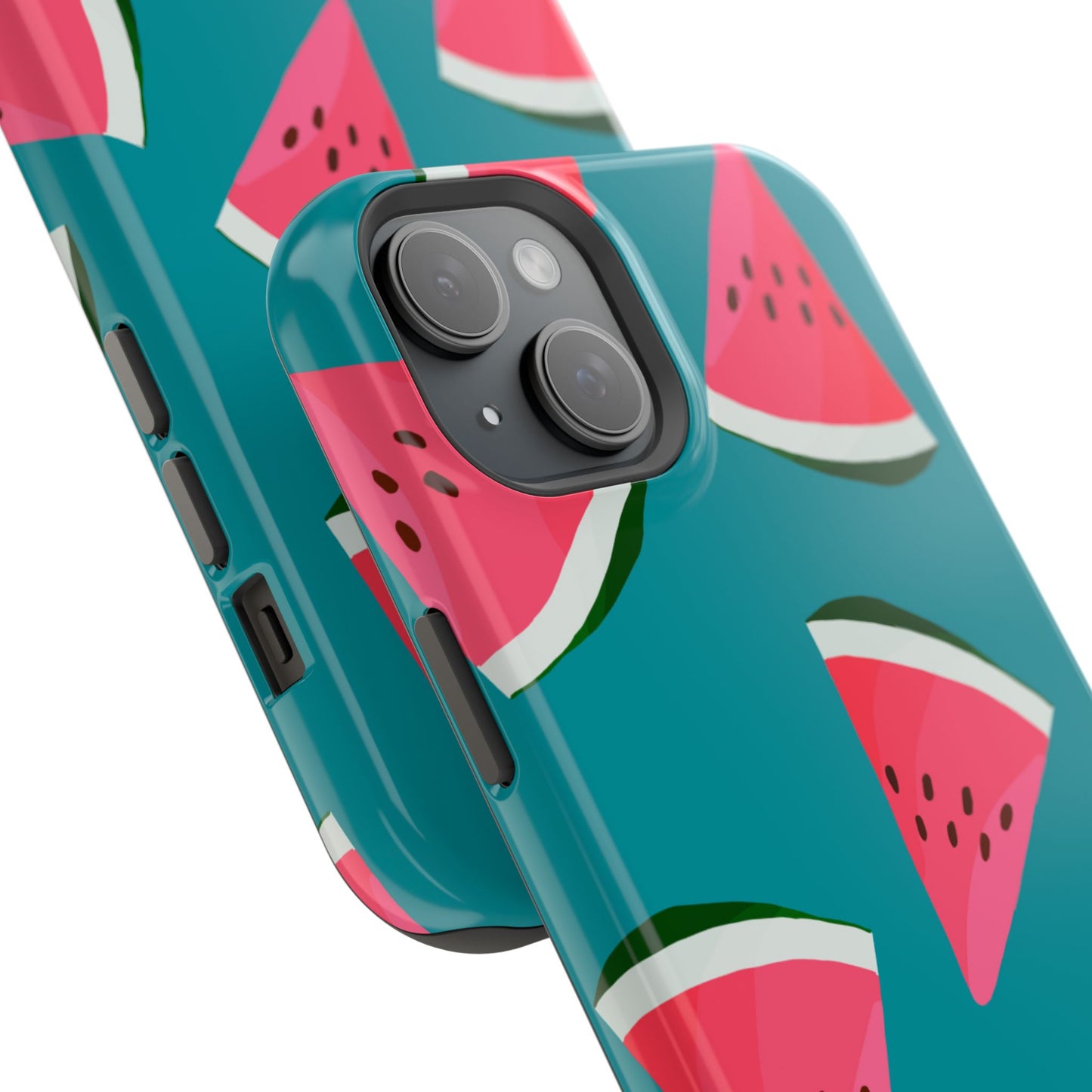 Watermelon Bliss MagSafe iPhone Case – Vibrant Summer Fruit Design on Teal Background