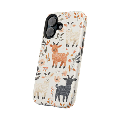 MagSafe iPhone Case: Smiley Goats & Dried Flowers – Vintage Charm