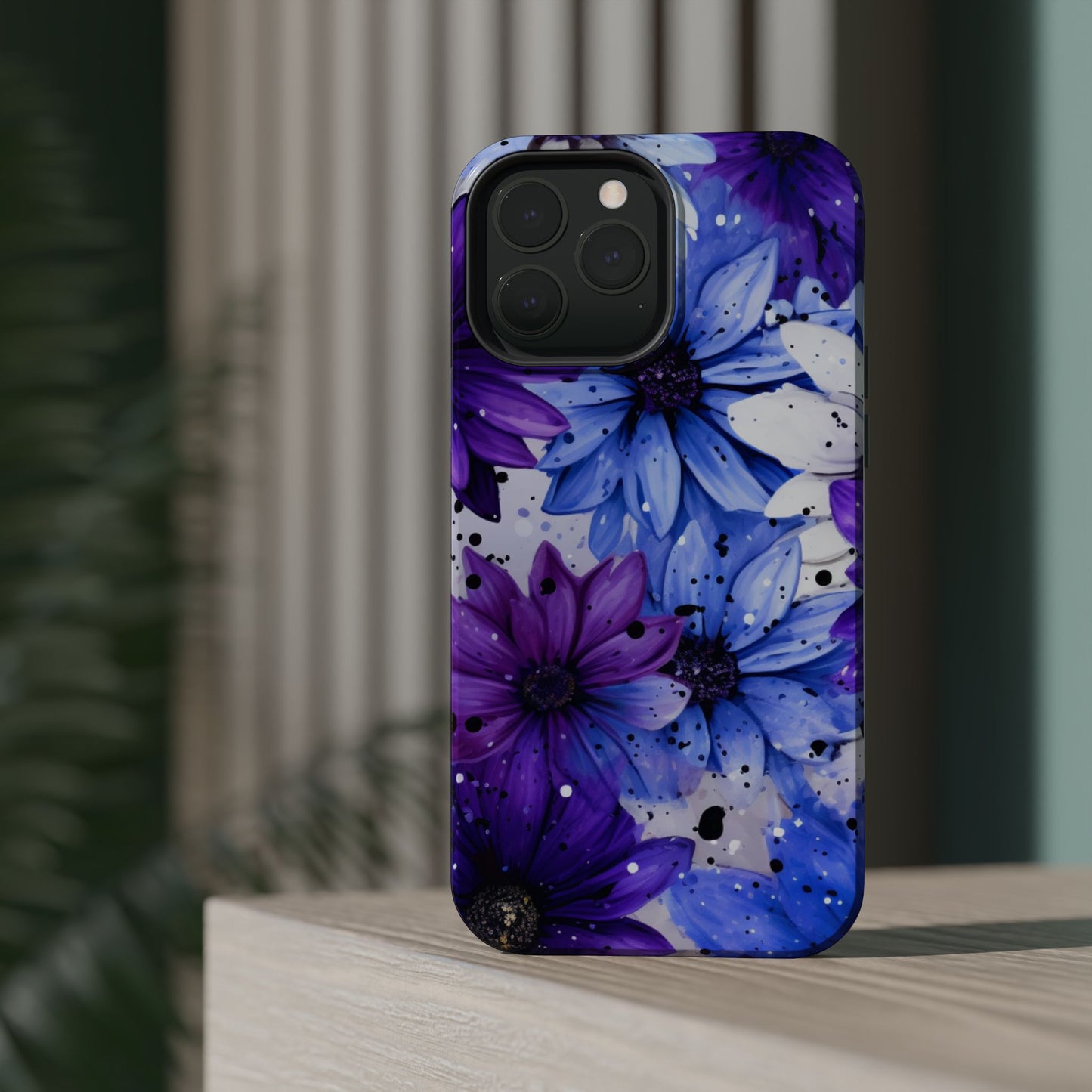 Vibrant Purple & Blue Floral Splash - MagSafe iPhone Series Case