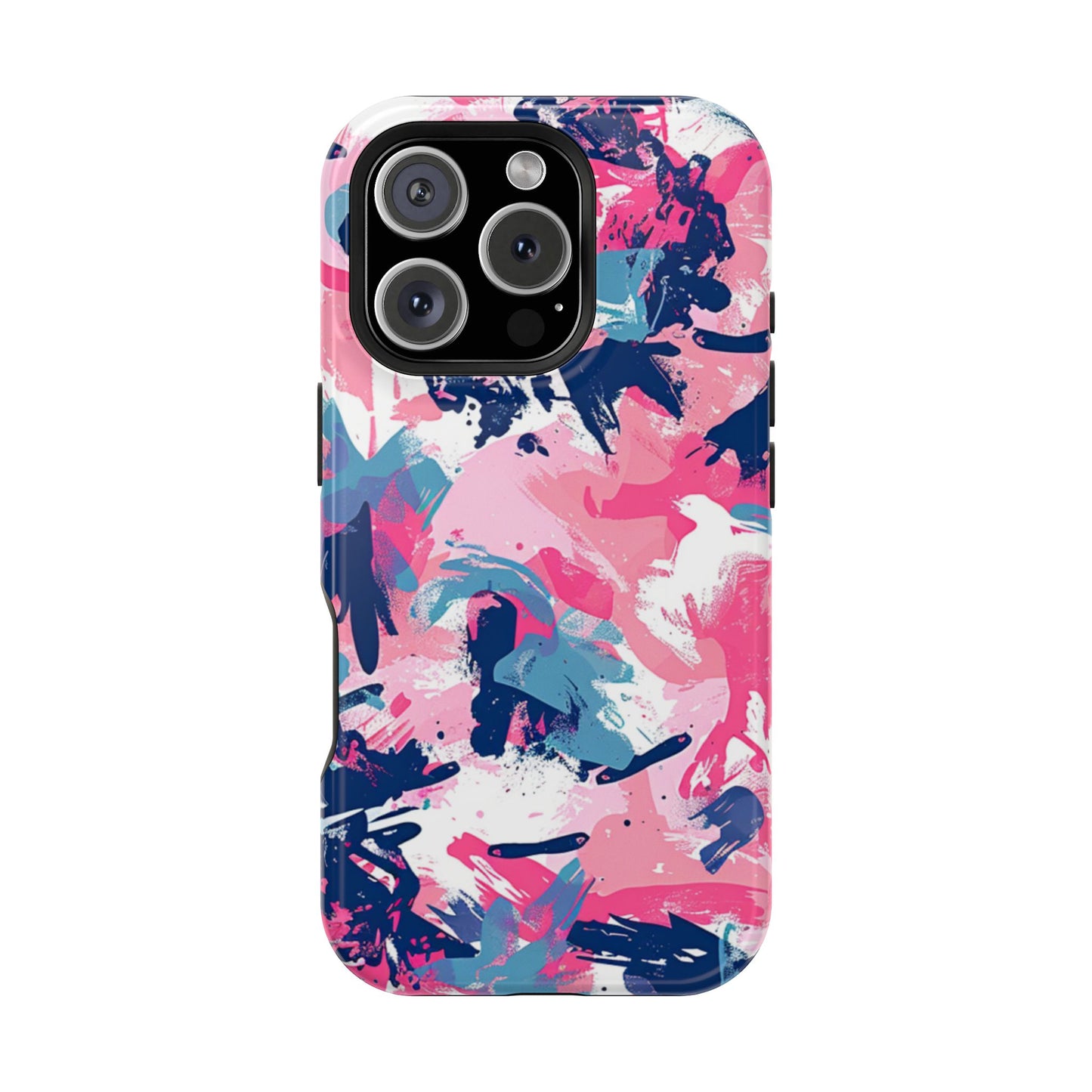 Vibrant Pink & Navy Abstract Splash – MagSafe iPhone Case