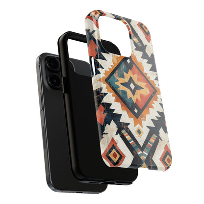 Vintage Southwestern Diamond Tough iPhone Case – Rustic Tribal Design, Dual - Layer Protection - BOGO Cases