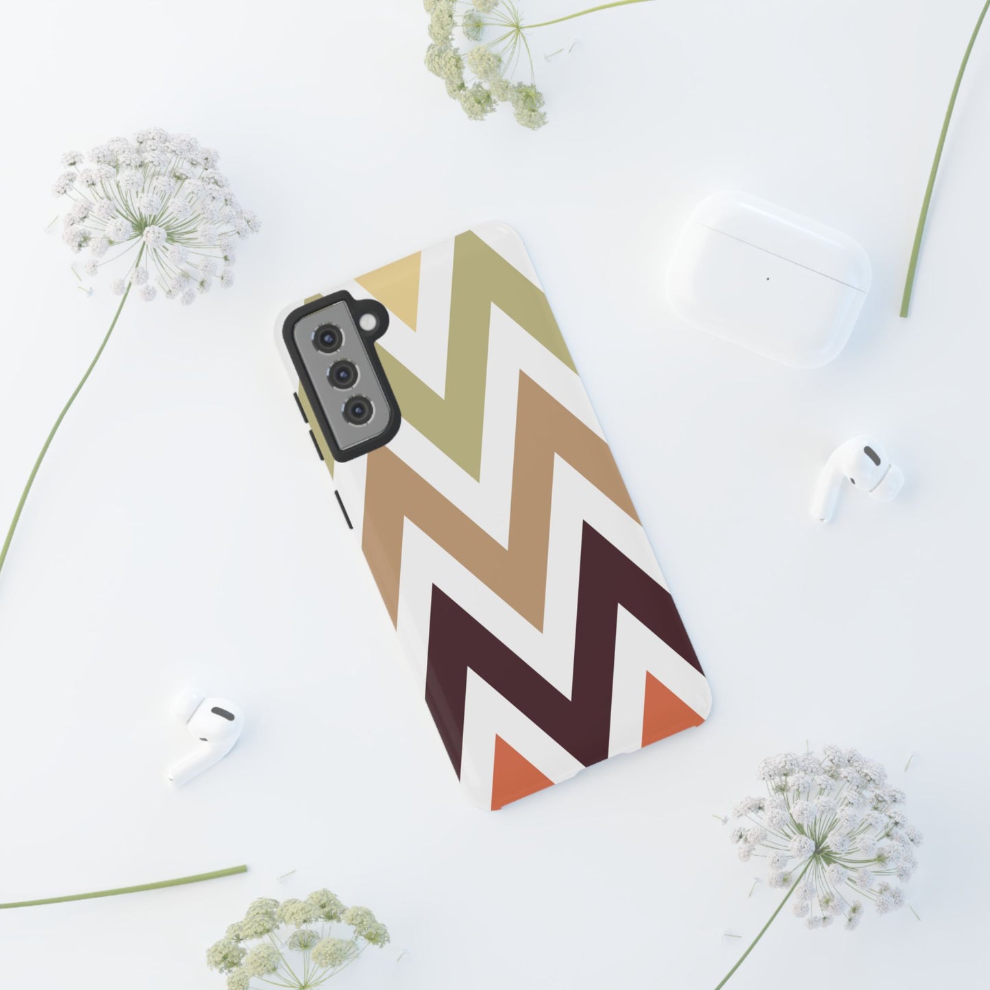 Earthy Chevron Samsung Galaxy Case – Boho-Inspired Design with Dual-Layer Protection