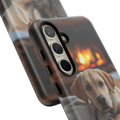 Cozy Golden Retriever by the Fireplace - Samsung Galaxy Case