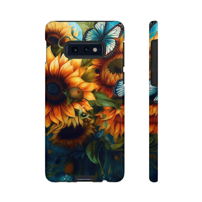 Aqua Blue Butterfly & Sunflower Art – Samsung Galaxy Case