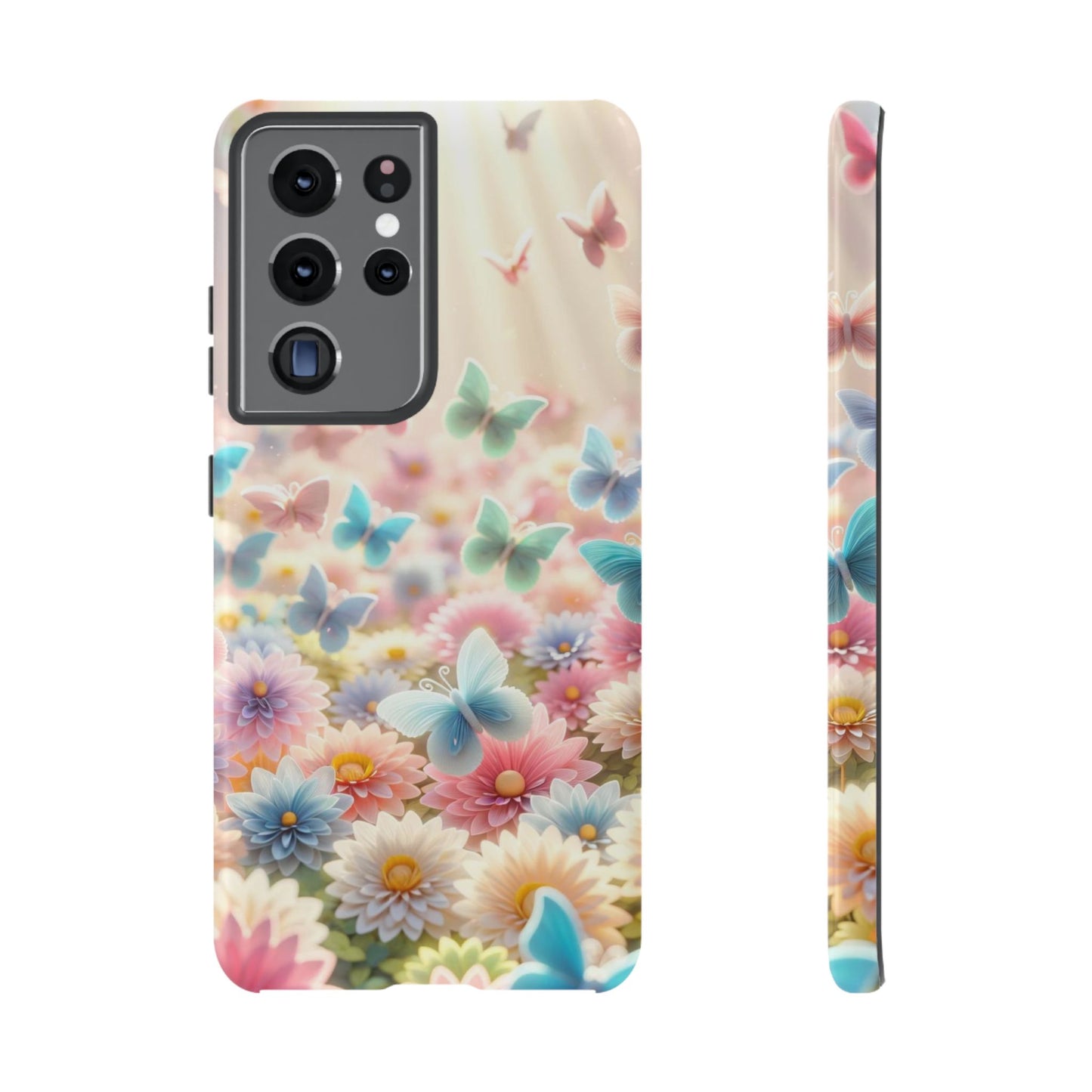 Butterfly Blossom Samsung Case - Pastel Floral Protective Cover