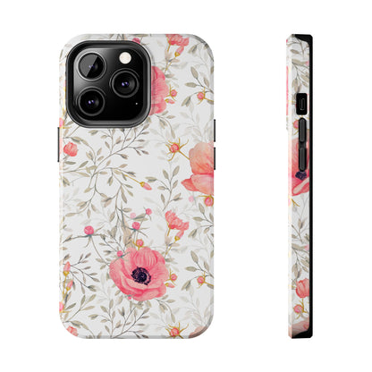 Pink Floral Watercolor iPhone Case – Feminine Poppy Blossom Design