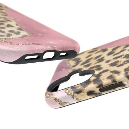 Pink Glam Leopard - MagSafe iPhone Series Case with Glitter Accents