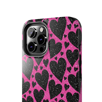 Pink Glitter Hearts iPhone Case