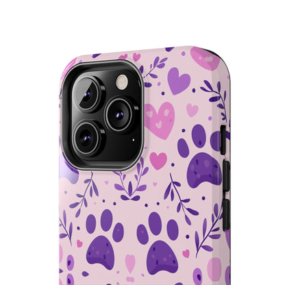 Pastel Paw Print iPhone Case - Cute Pet-Themed Floral Protective Cover