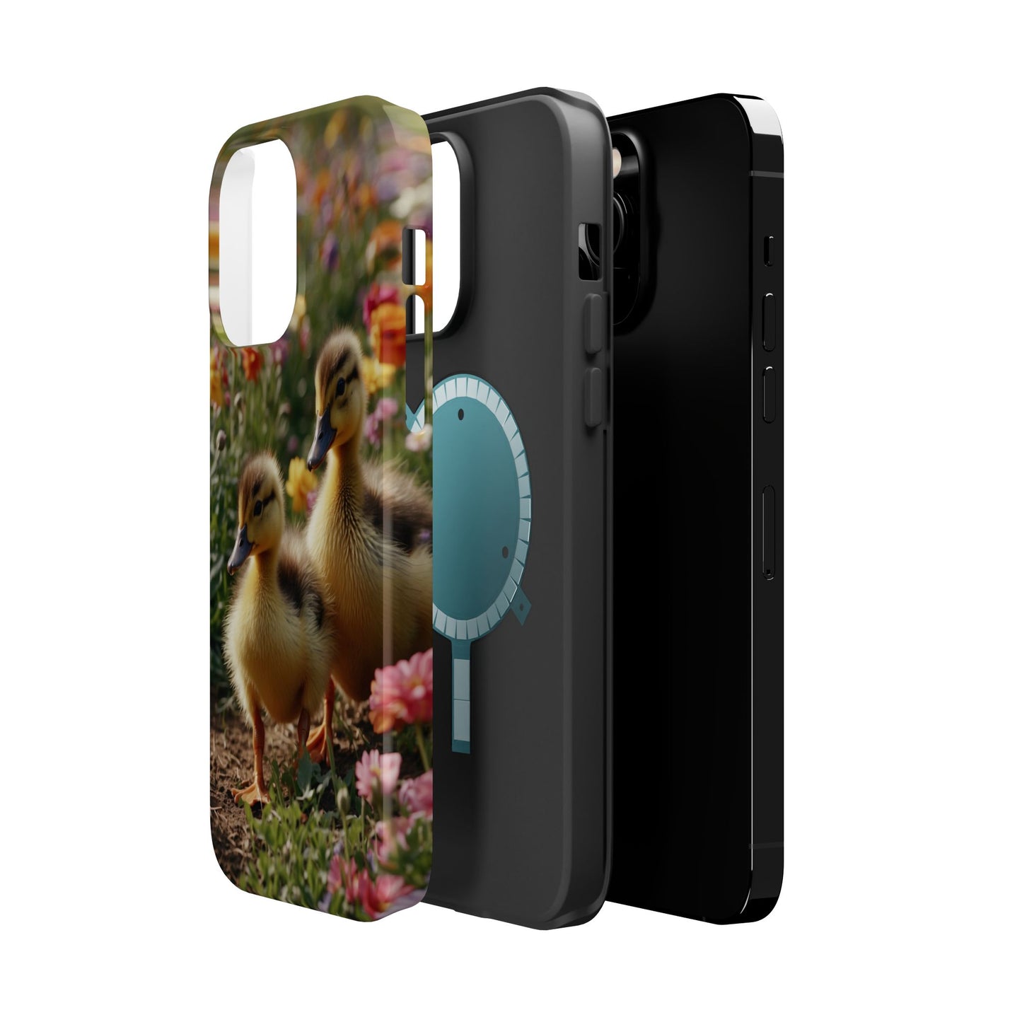 Charming Ducklings in Floral Garden - MagSafe iPhone Case