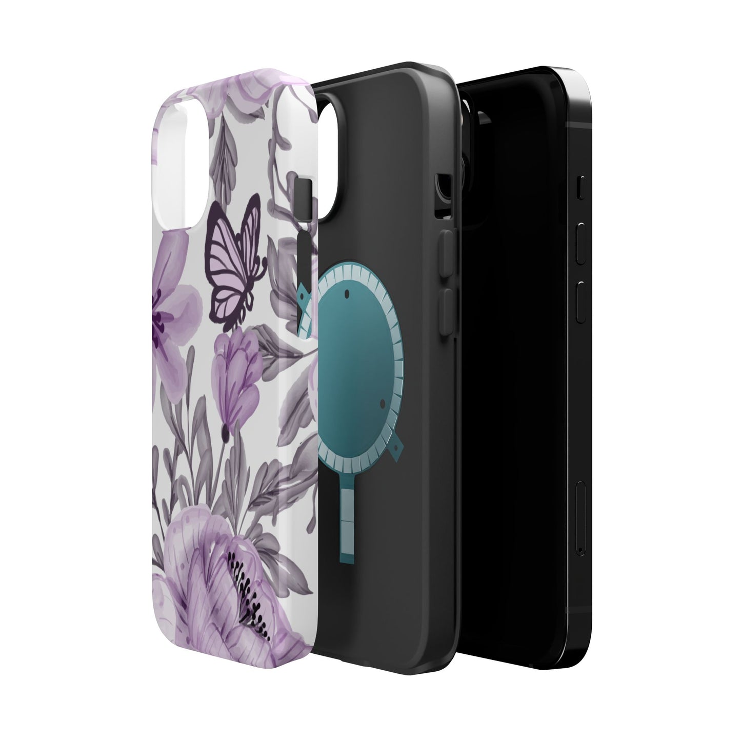 Lavender Bloom Butterfly MagSafe iPhone Case – Delicate Floral Design with Watercolor Details