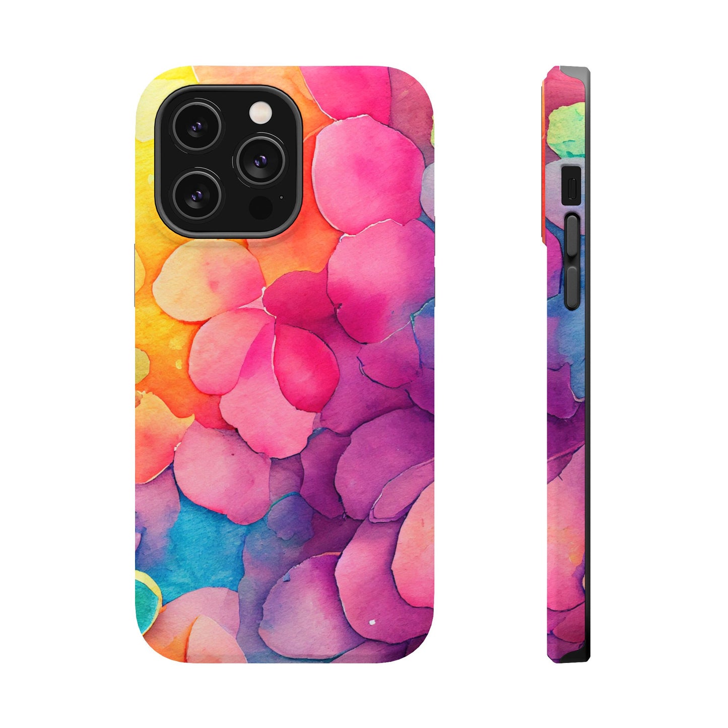 Sunset Petals Watercolor MagSafe iPhone Case – Slim Design, Glossy Finish