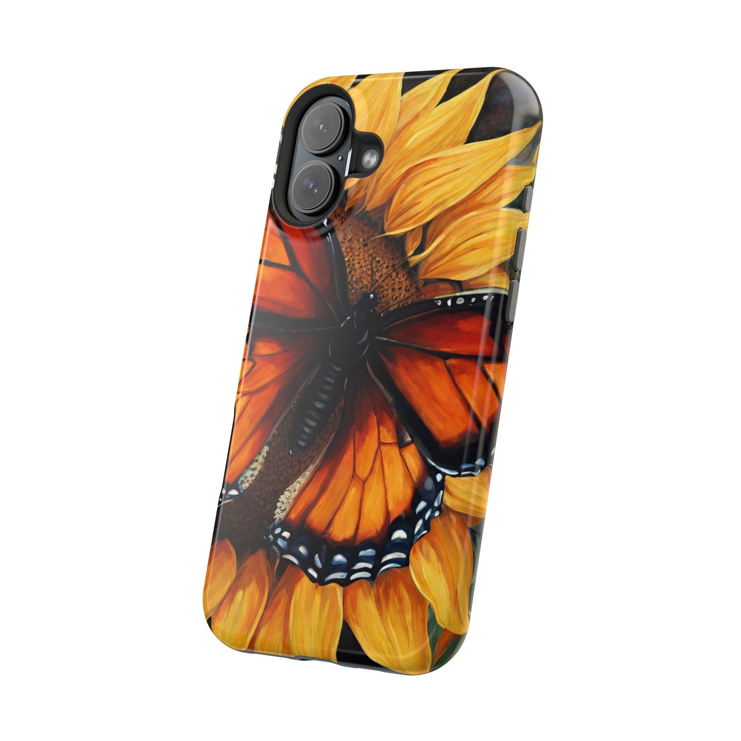 Monarch Butterfly & Sunflower Art – MagSafe iPhone Case