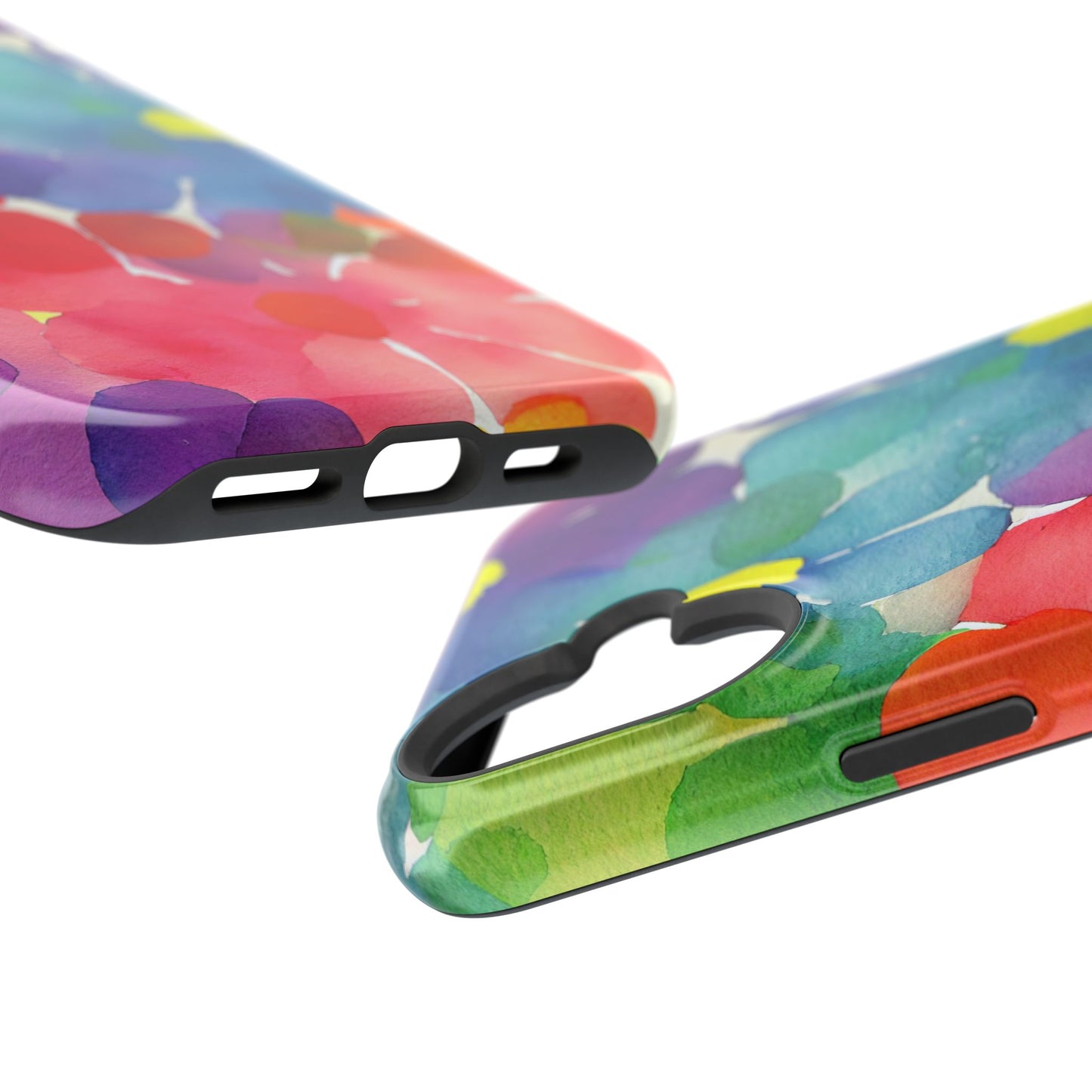 Rainbow Bloom Watercolor MagSafe iPhone Case – Slim Design, Glossy Finish