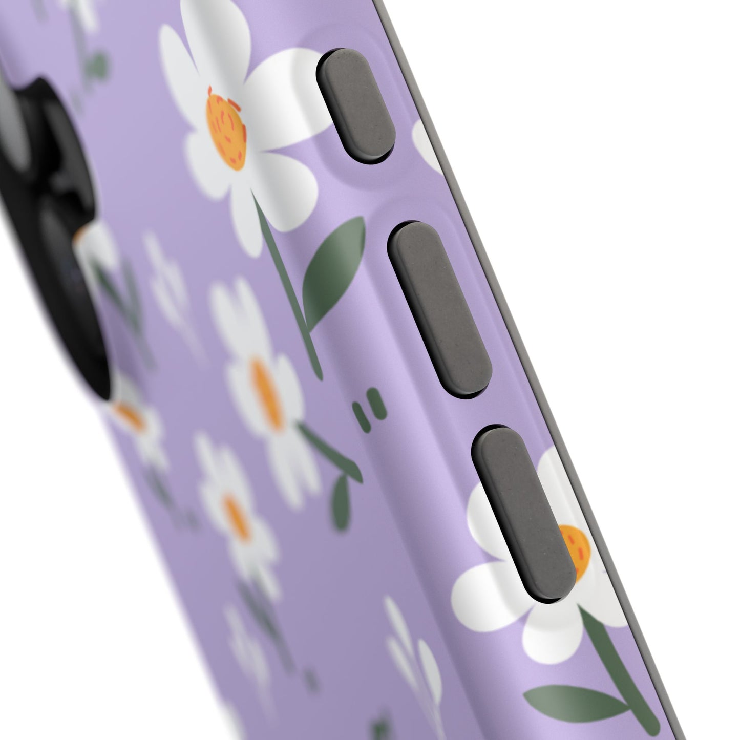 Purple Daisy Garden MagSafe  iPhone Case – Soft Lavender Background, Shockproof Protection with Slim Fit