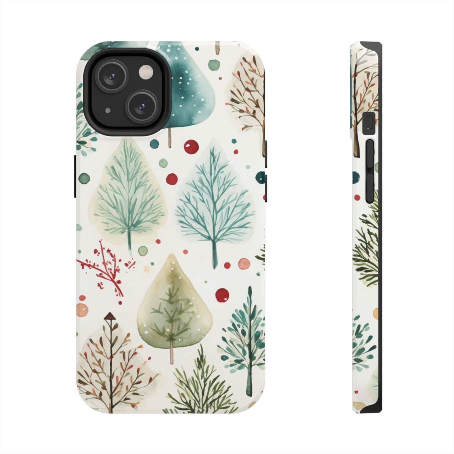 Watercolor Winter Trees iPhone Case – Nature-Inspired, Holiday Theme Protective Cover