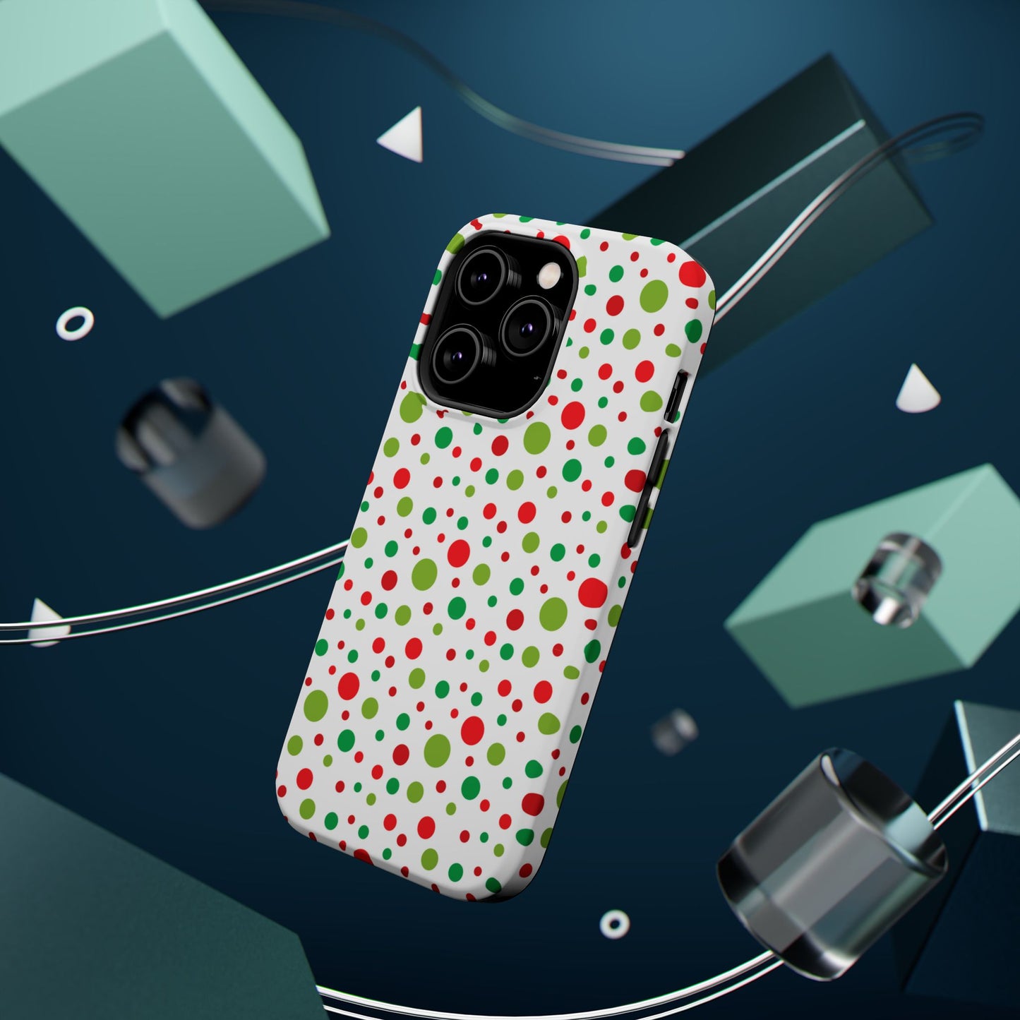 Red & Green Christmas Polka Dots – MagSafe iPhone Case