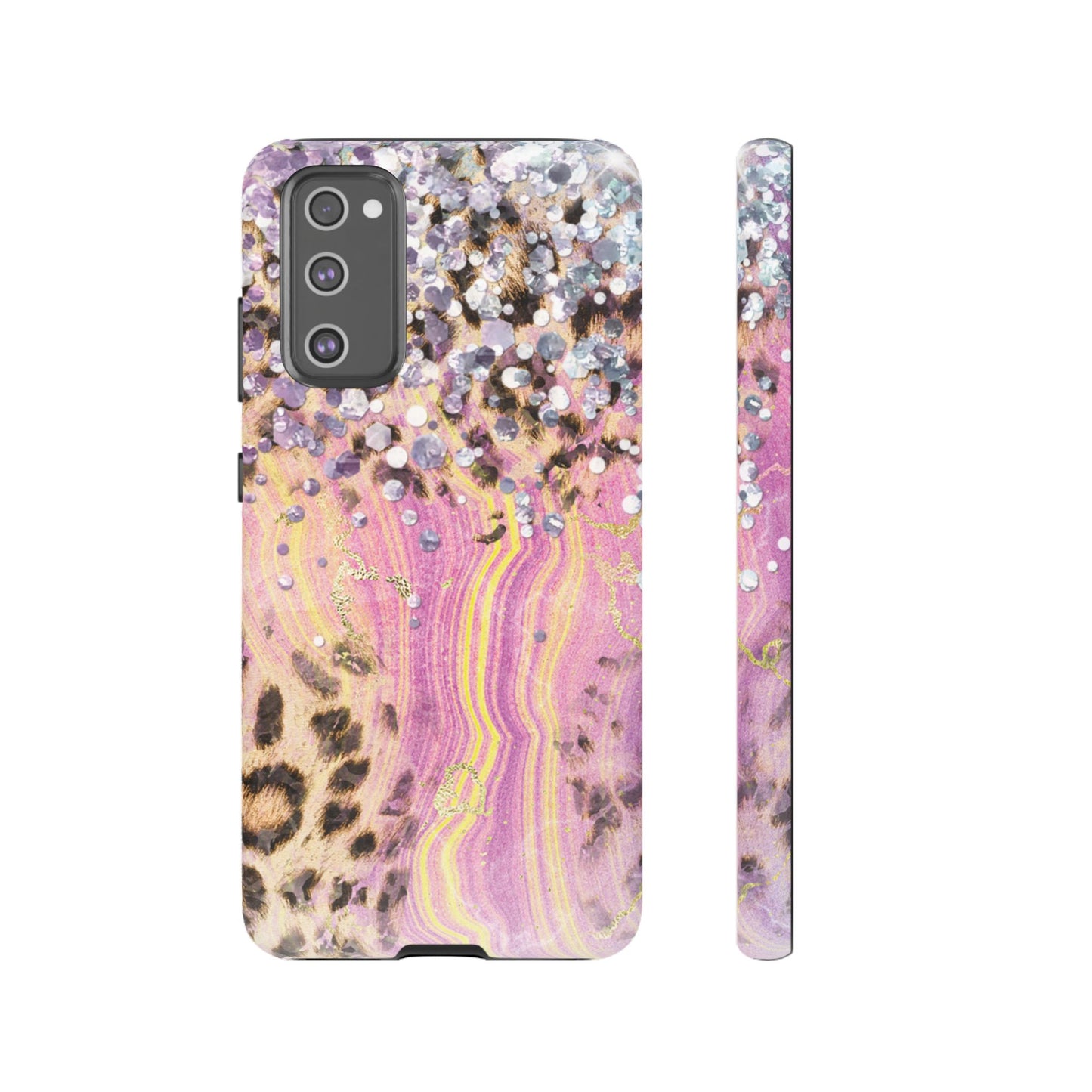 Crystal Glam Leopard - Samsung Galaxy Series Case with Glitter and Gem Accents