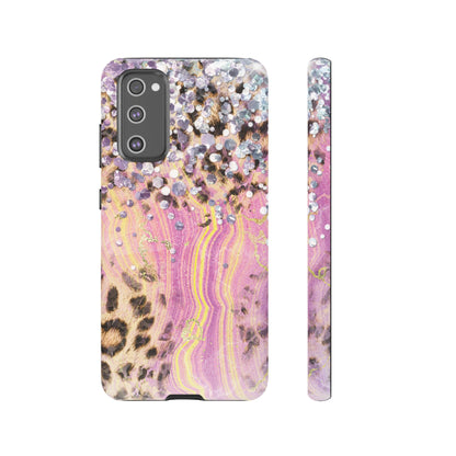 Crystal Glam Leopard - Samsung Galaxy Series Case with Glitter and Gem Accents