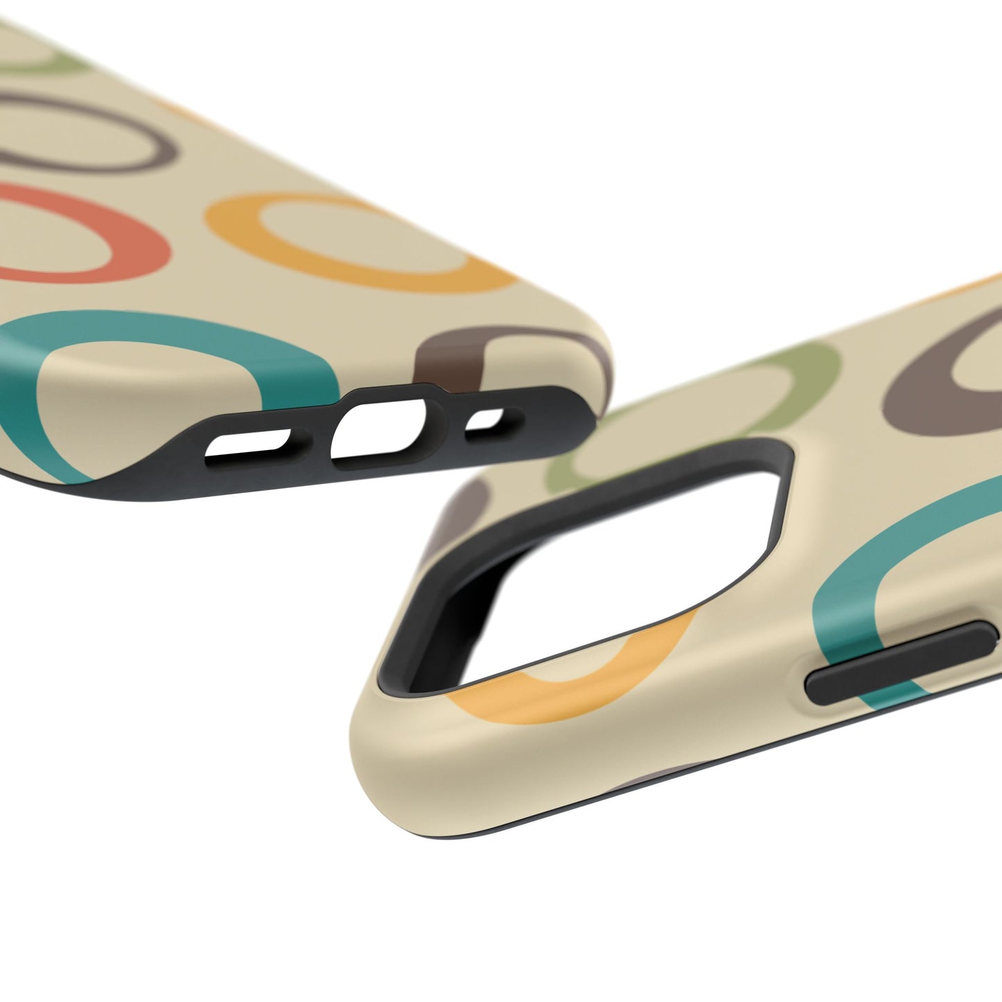 Retro Colorful Rings MagSafe iPhone Case – Shockproof, Matte Finish, Dual-Layer Protection