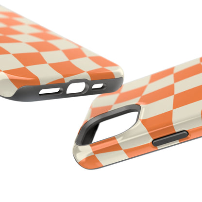 Wavy Retro Checkerboard MagSafe iPhone Case – Shockproof, Matte Finish, Dual-Layer Protection