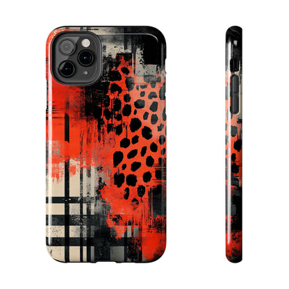 Cheetah Plaid iPhone Case – Red & Black Pattern