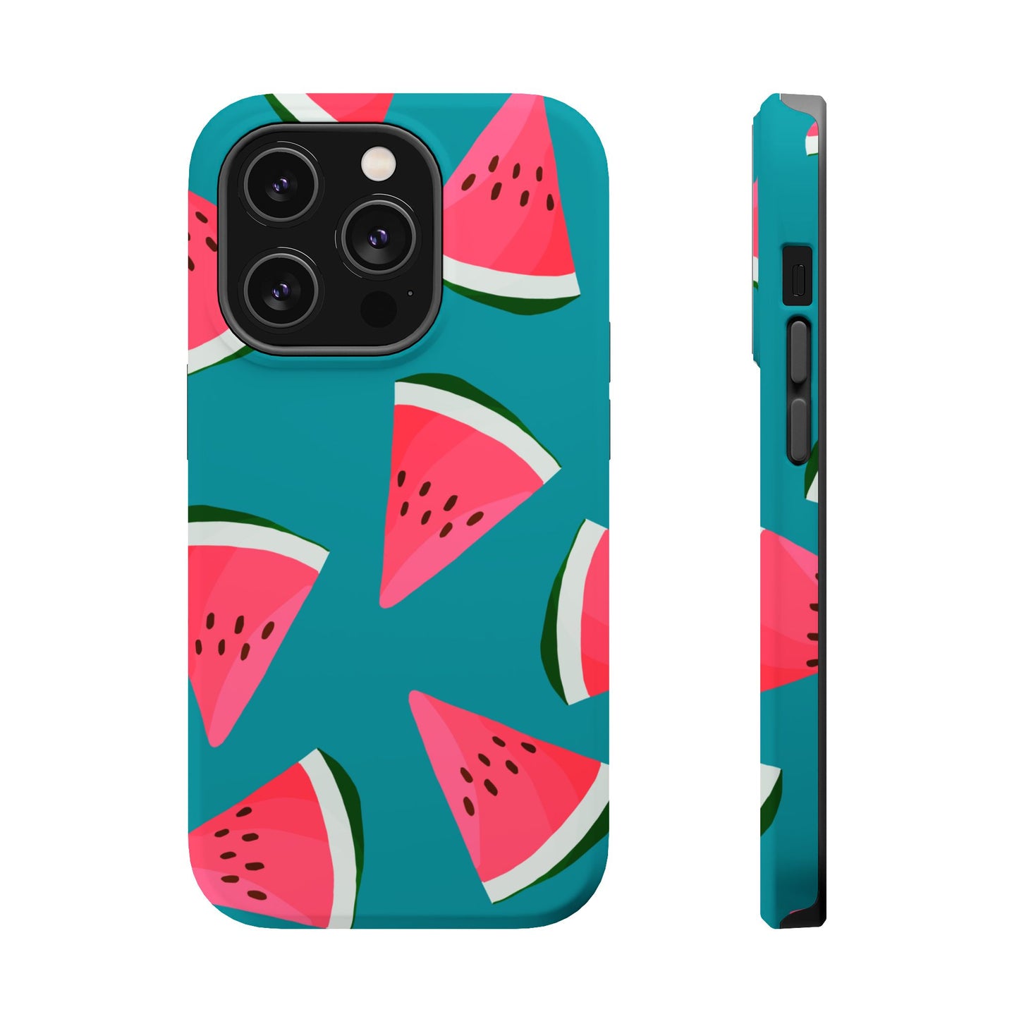 Watermelon Bliss MagSafe iPhone Case – Vibrant Summer Fruit Design on Teal Background