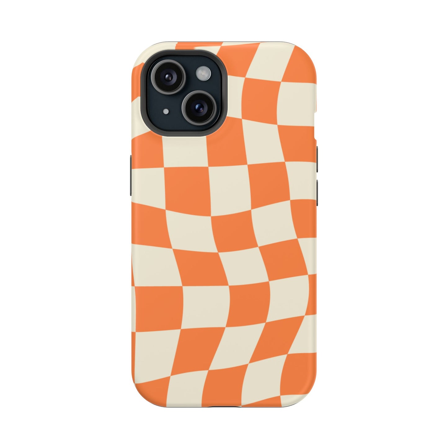 Wavy Retro Checkerboard MagSafe iPhone Case – Shockproof, Matte Finish, Dual-Layer Protection