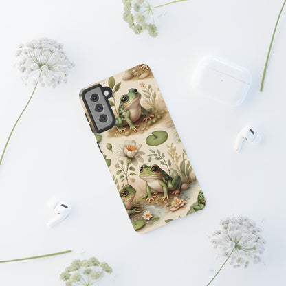 Cute Frogs Phone Case - Pond Pals Frolic - Charming Frog Lily Pad Phone Case for iPhone, Google & Samsung! Great Gift For Any Frog Lover!