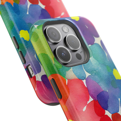 Rainbow Bloom Watercolor MagSafe iPhone Case – Slim Design, Glossy Finish