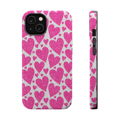 Pink Glitter Hearts Pattern MagSafe Case