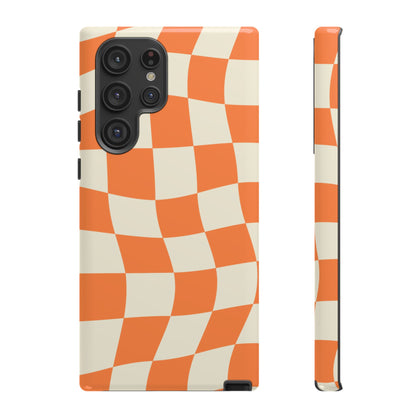 Wavy Retro Checkerboard Samsung Galaxy Case – Shockproof, Matte Finish, Dual-Layer Protection