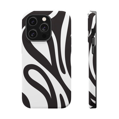 Modern Black and White Abstract Tough MagSafe iPhone Case – Bold Graphic Pattern with Dual-Layer Protection