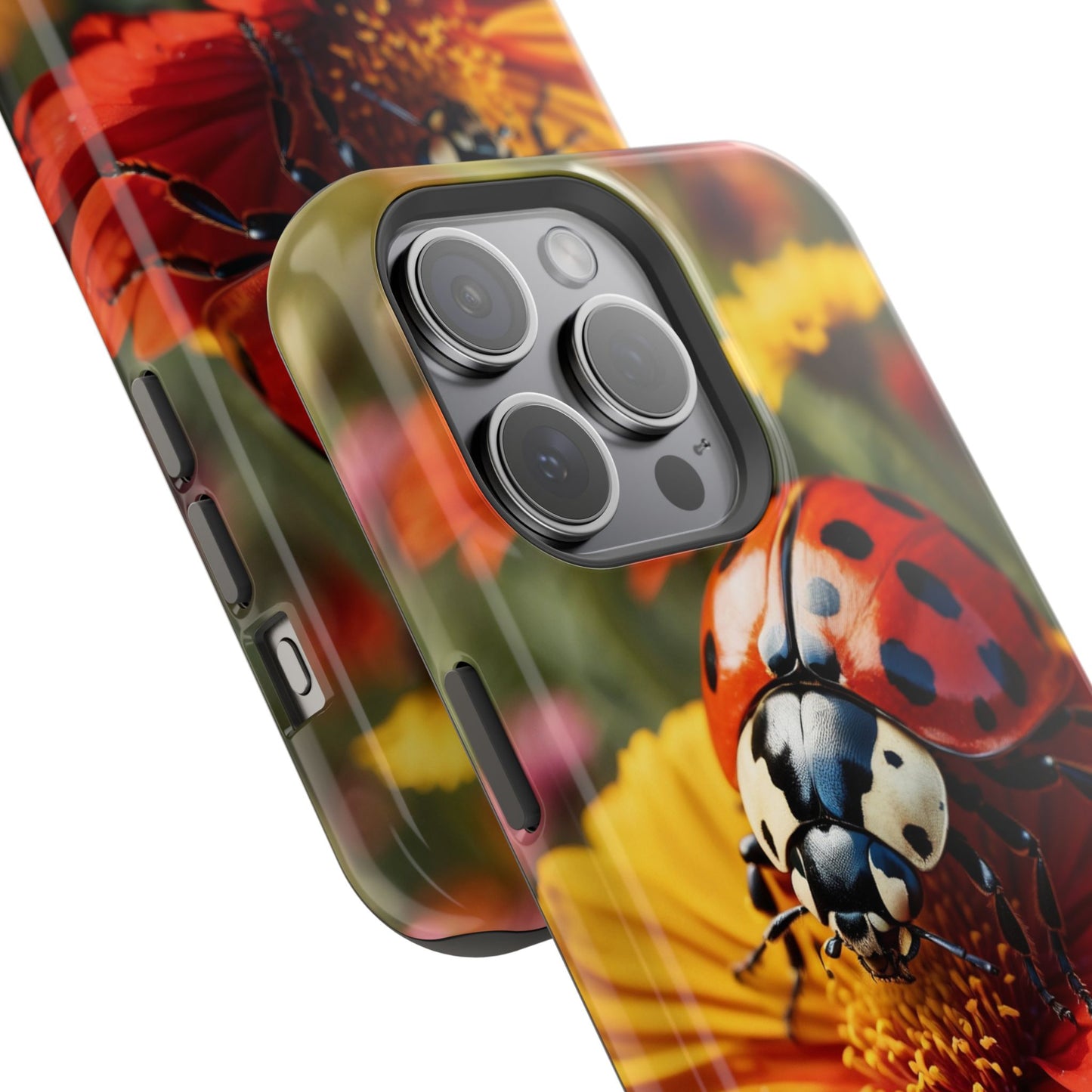 Ladybug on Orange Daisy - MagSafe iPhone Case