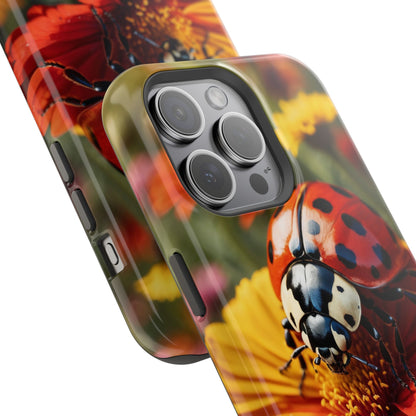 Ladybug on Orange Daisy - MagSafe iPhone Case