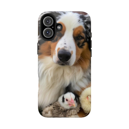 Aussie Farm Dog and Baby Chicks Phone Case