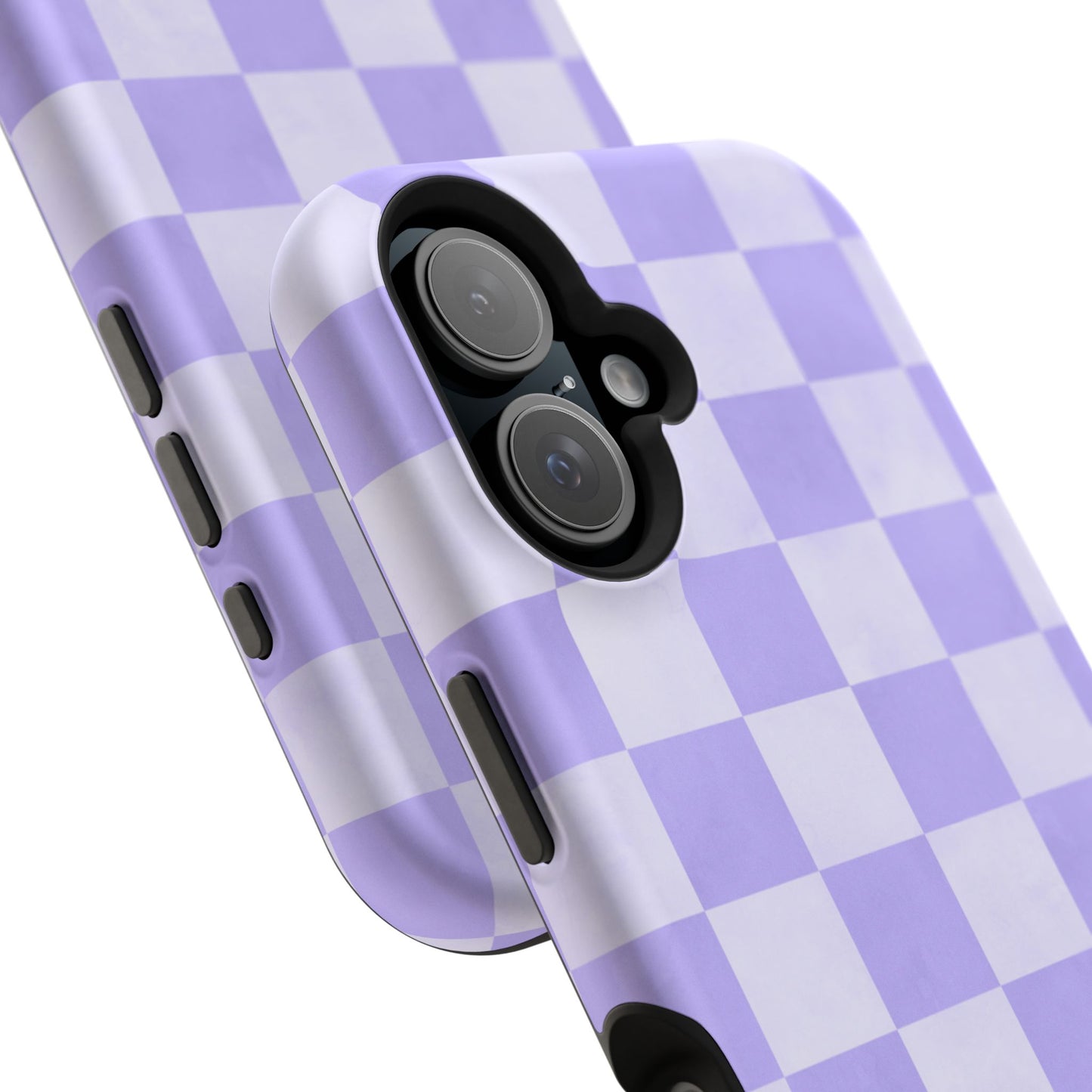 Lavender Checkerboard MagSafe iPhone Case – Shockproof, Smooth Matte Finish, Dual-Layer Design