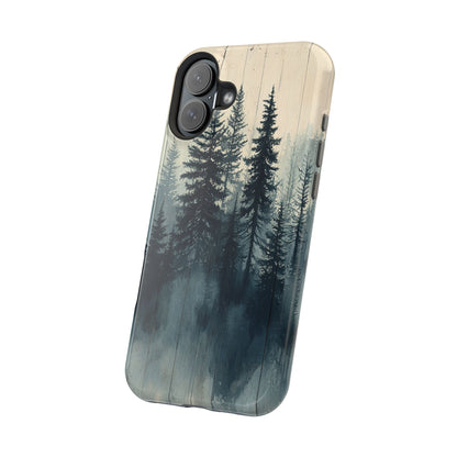 Misty Forest Wood MagSafe iPhone Case - Nature-Inspired Protective Cover