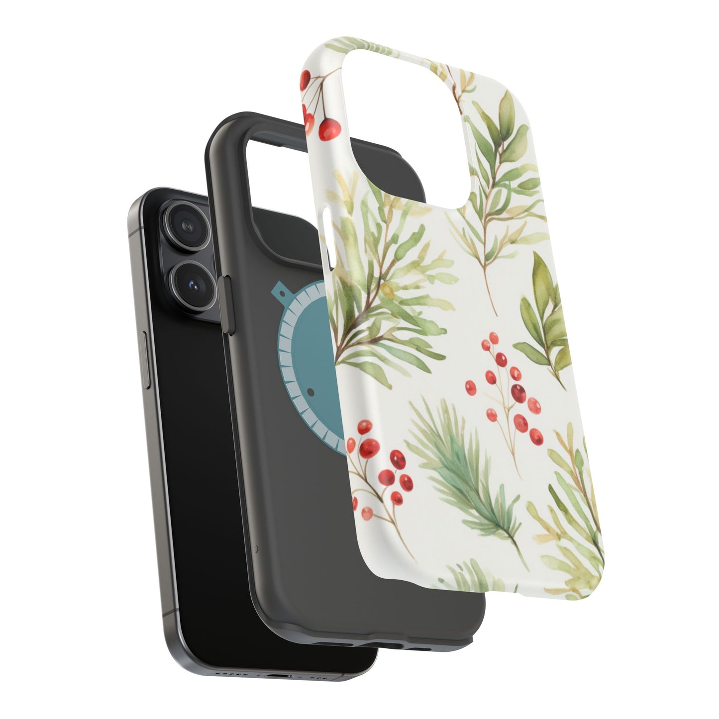 Winter Greenery & Berry Watercolor – MagSafe iPhone Series Case