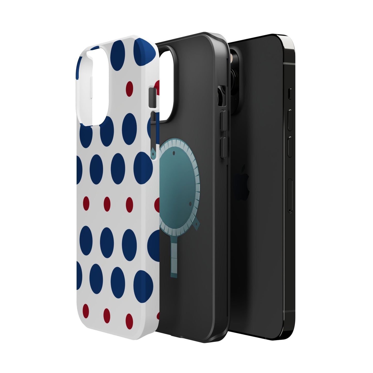 Bold Navy & Red Polka Dot Pattern – MagSafe iPhone Case