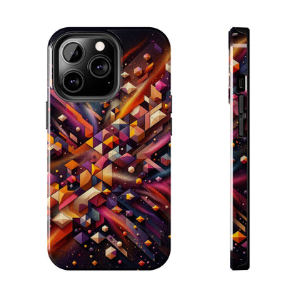 Geometric Galaxy iPhone Case - Abstract Cosmic Protective Cover - Retro Gamer