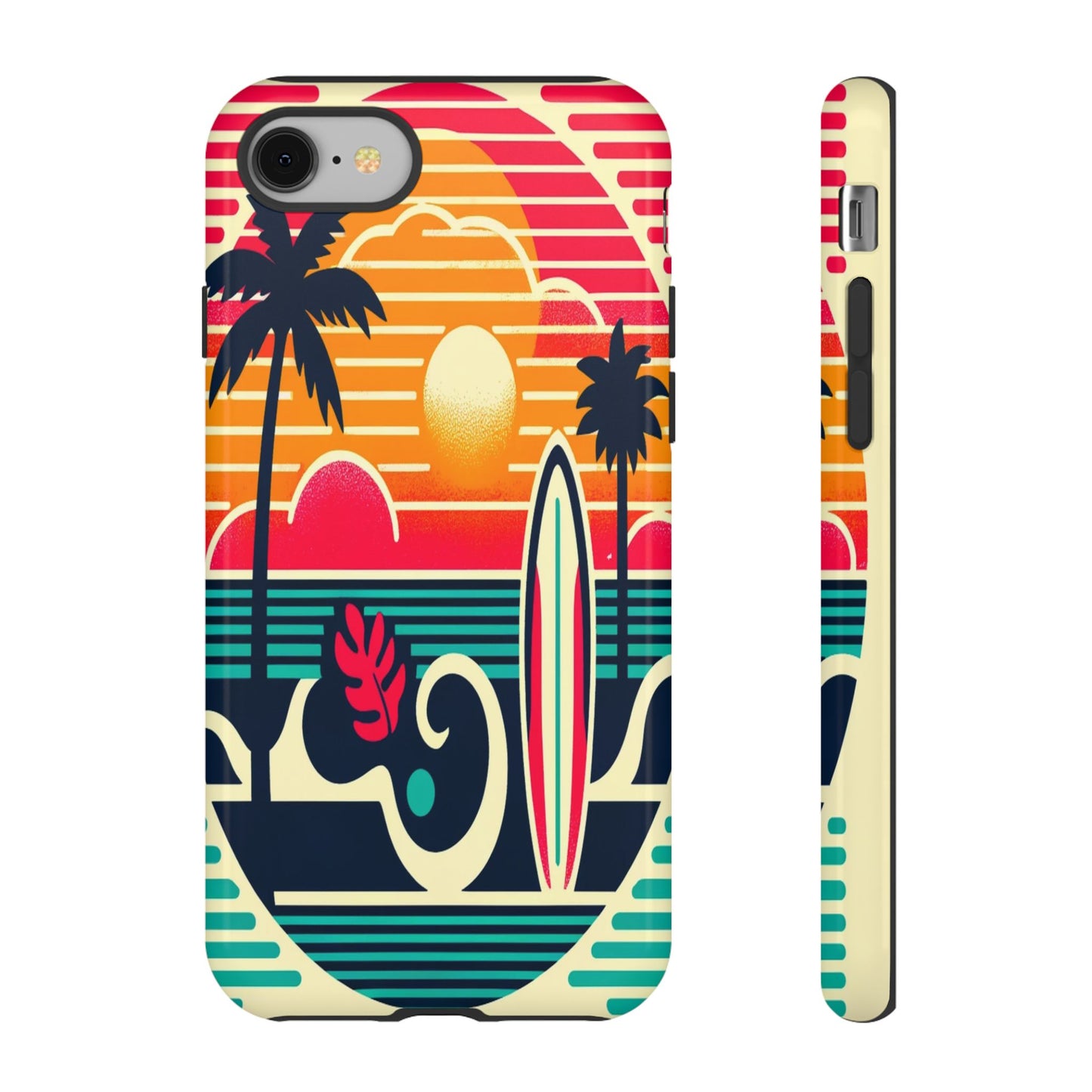 Retro Beach Vibes iPhone Case - Sunset Surfing Protective Cover