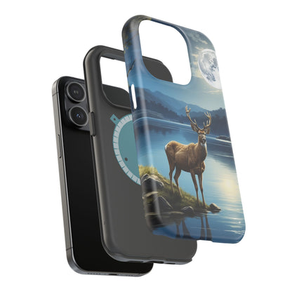 Moonlit Elegance: Stag by the Lake – MagSafe iPhone Case